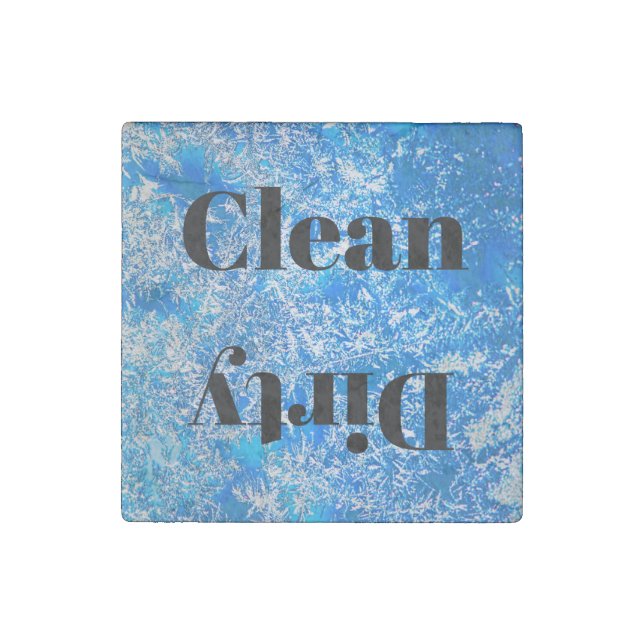 Blue Clean or Dirty Dishes Sign Stone Magnet (Front)