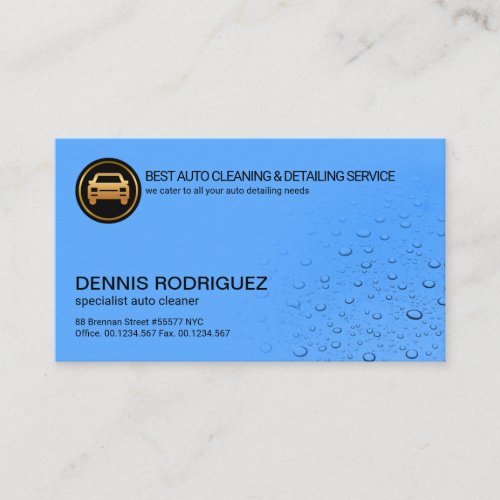 Blue Clear Water Drops Automotive Car Wash Business Card