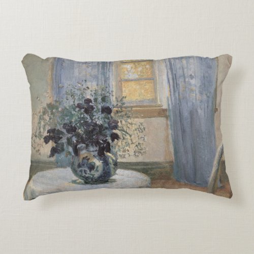 Blue Clematis in the Artists Studio Anna Ancher Accent Pillow