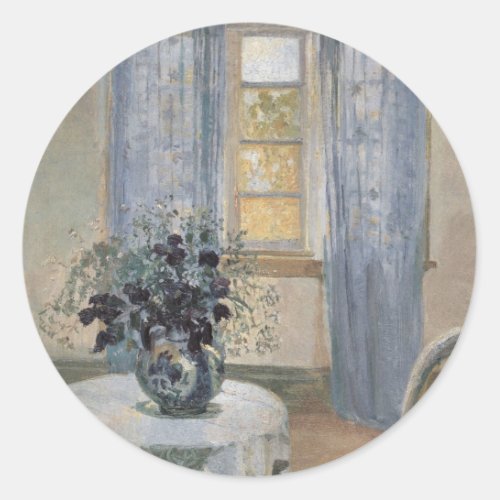 Blue Clematis in the Artists Studio Anna Ancher Classic Round Sticker