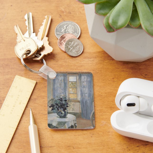 Blue Clematis in the Artist's Studio, Anna Ancher Keychain (Desk)