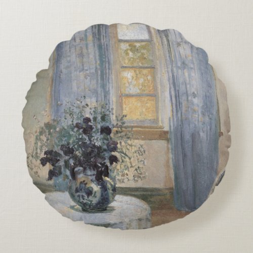 Blue Clematis in the Artists Studio Anna Ancher Round Pillow