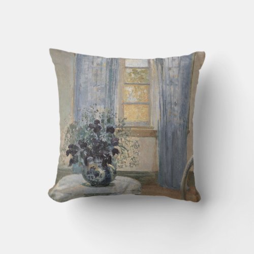 Blue Clematis in the Artists Studio Anna Ancher Throw Pillow