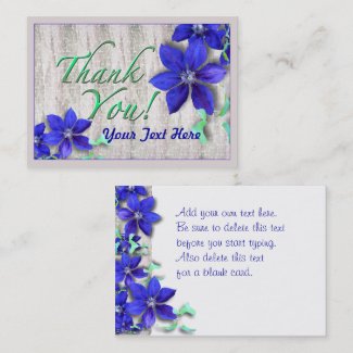 Blue Clematis Thank You Business Card