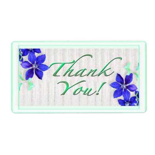 Blue Clematis Thank You Sticker Label