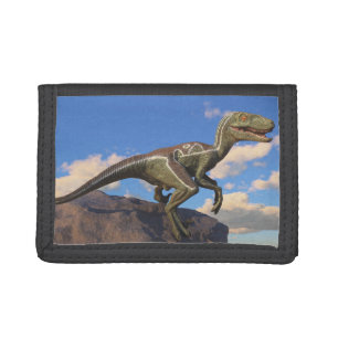 Blue Clever Girl Velociraptor dinosaur Tri-fold Wallet