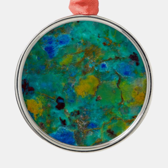 Blue Cliff Chrysocolla Metal Ornament (Front)