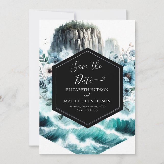  Blue Cliff Nautical Wedding  Save The Date (Front)