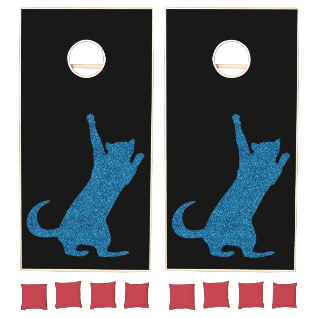 Blue Climbing Kitty Cat Cornhole Set (Set)