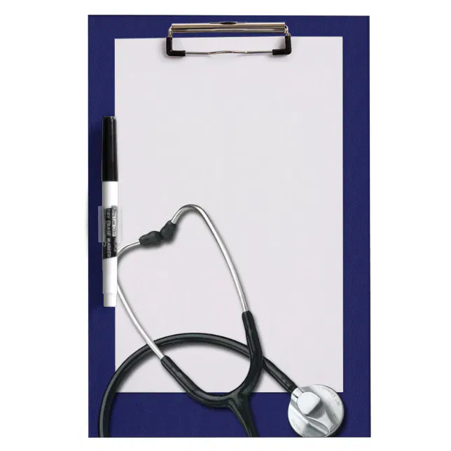 Blue Clipboard Medical with Stethoscope Dry Erase Board