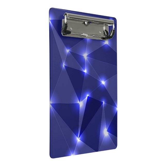 Blue clipboard with a geometric pattern of glowing (Angled)