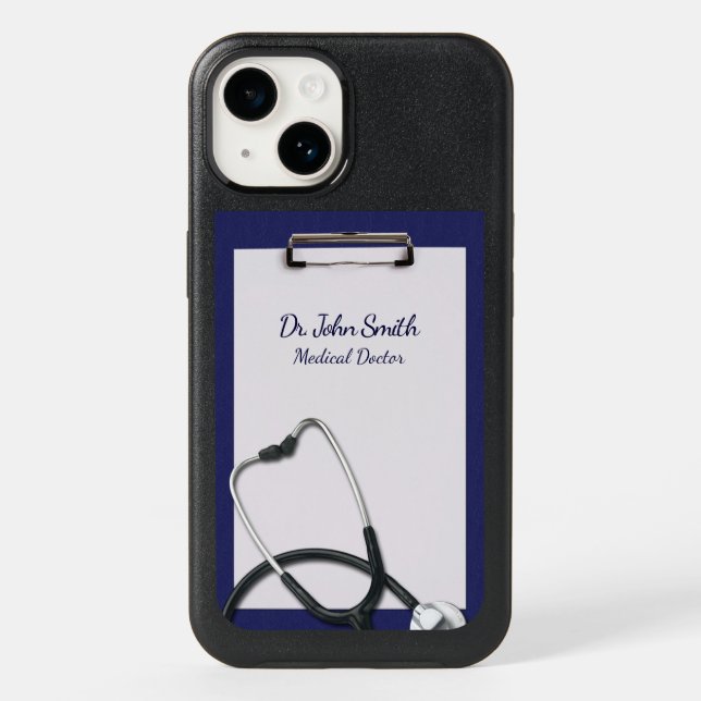Blue Clipboard with Stethoscope Medical Otterbox iPhone Case (Back)