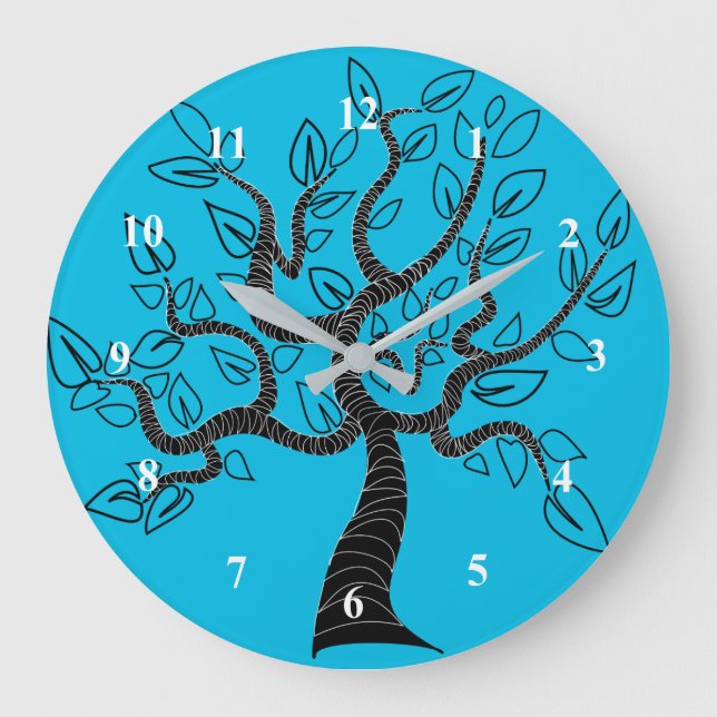 Blue Clock with Art Tree Design - Custom Colors (Front)