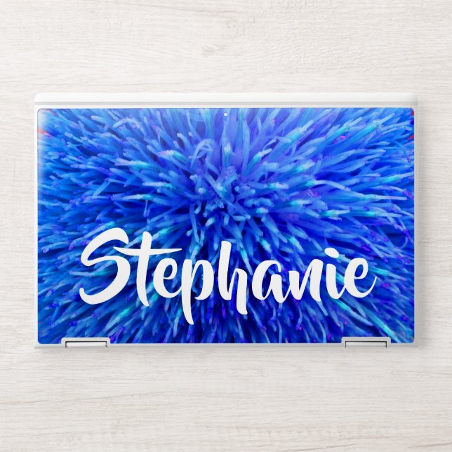 Blue Closeup Macro Flower Trendy Floral HP Laptop Skin (Front)