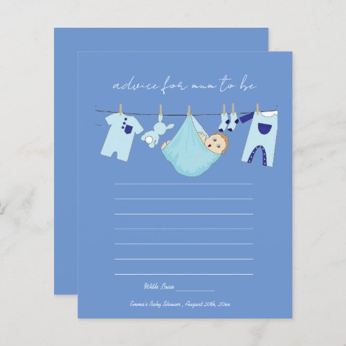 Blue Clothesline Advice for Mum Boy Baby Shower 