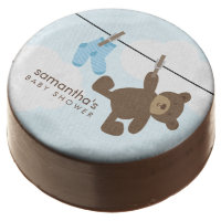 Blue Clothesline Teddy Bear Baby Shower Chocolate Dipped Oreo