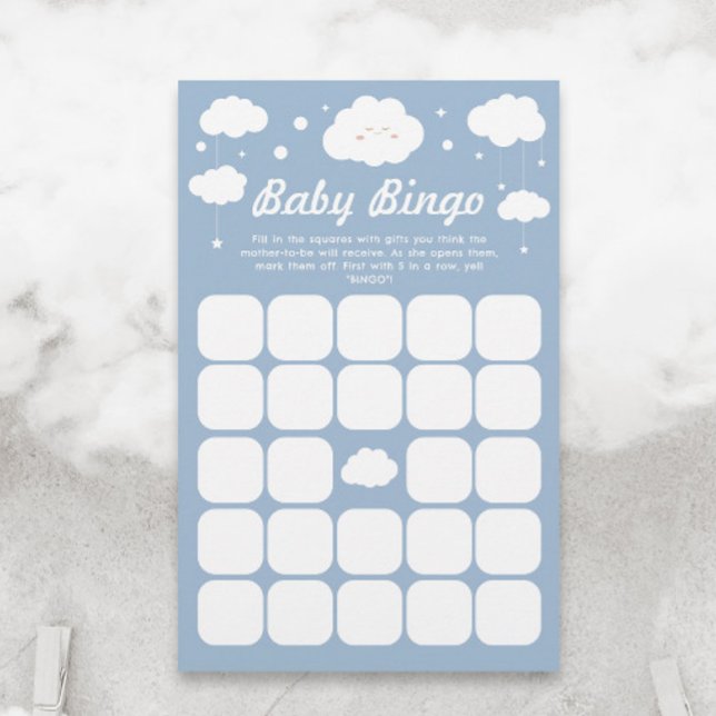 Blue Cloud Baby Shower Baby Bingo Game (Creator Uploaded)