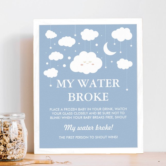 Blue Cloud Baby Shower Game My Water Broke  Poster (Creator Uploaded)