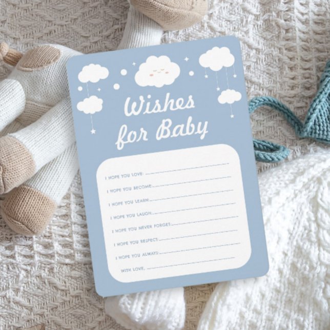 Blue Cloud Baby Shower Game Wishes for Baby Card (Creator Uploaded)