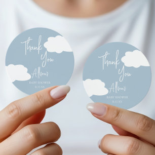 Blue Cloud Baby Shower Thank You Favor Classic Round Sticker