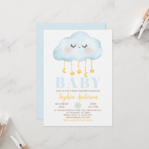 Blue cloud Boy Baby Shower Invitation
