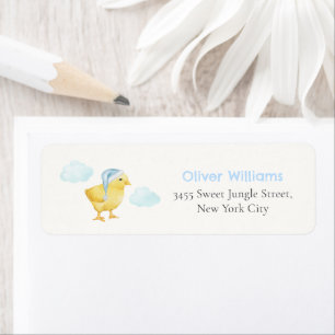 Blue Cloud Chicken Baby Shower Return Address Label