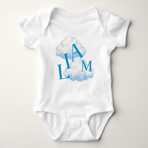 Blue Cloud Monogram Baby Bodysuit