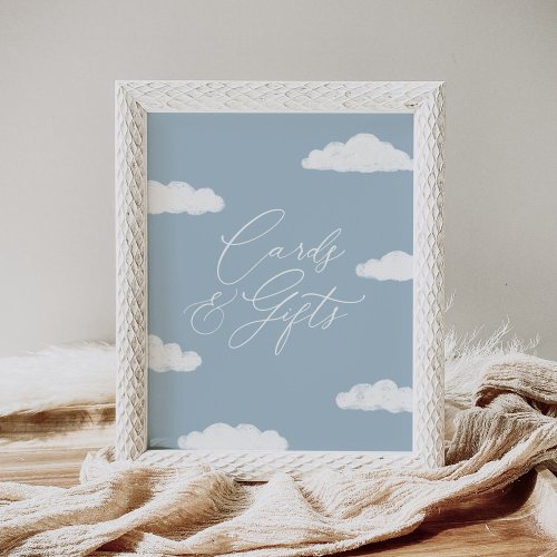 Blue Cloud Nine Baby Shower Cards and Gifts Sign