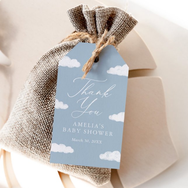 Blue Cloud Nine Baby Shower Favor Tag (Creator Uploaded)