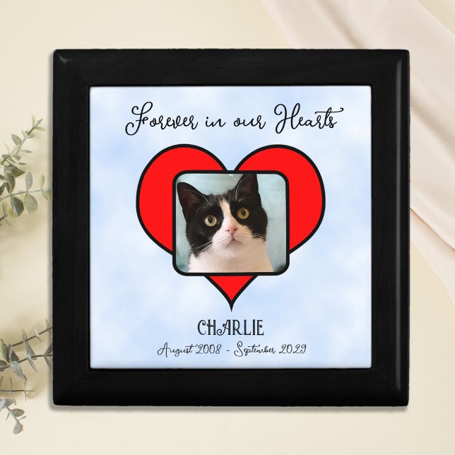 Blue Cloud Photo Cat Memorial Keepsake Box (Creator Uploaded)
