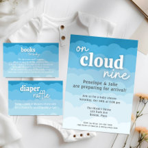 Blue Cloud Shower Books for Baby Enclosure Card