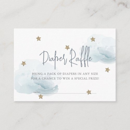 Blue Cloud  Star Baby Shower Diaper Raffle Ticket Enclosure Card