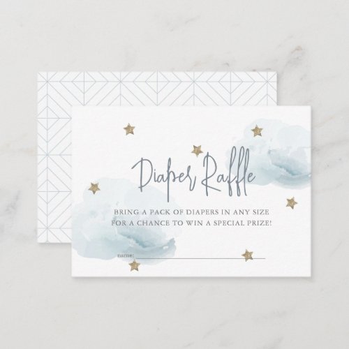 Blue Cloud  Star Baby Shower Diaper Raffle Ticket Enclosure Card