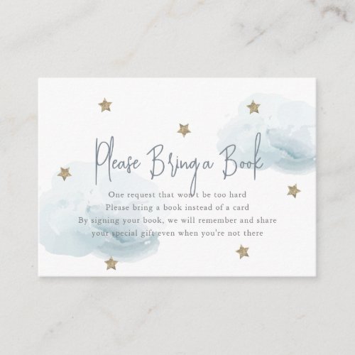 Blue Cloud  Star Baby Shower Please Bring a Book Enclosure Card