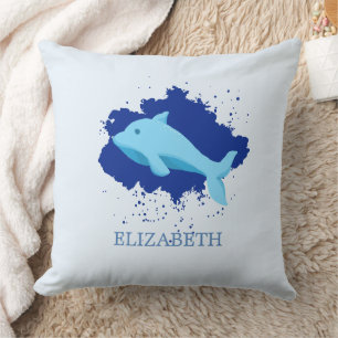 blue cloud with whale name customized throw pillow