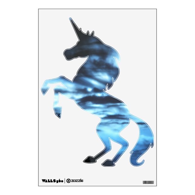 Blue Clouded Unicorn Wall Decal (Front)