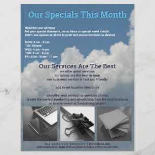 Blue Clouds Add 2 Photos Business Advertising Flyer