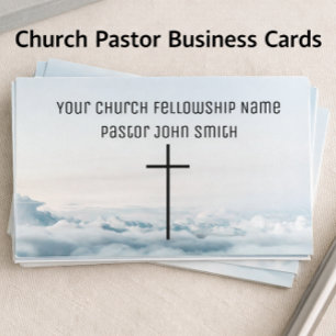 Blue Clouds Church Pastor cross Business Cards