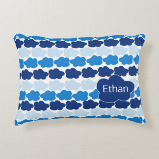 Blue Clouds for Boy with Name Accent Pillow