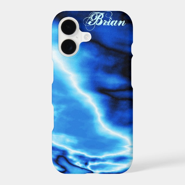 Blue Clouds N Lightning Iphone Case (Back)