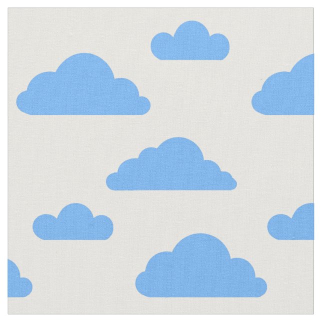 Blue clouds on white fabric by Nicole Janes (Close Up)