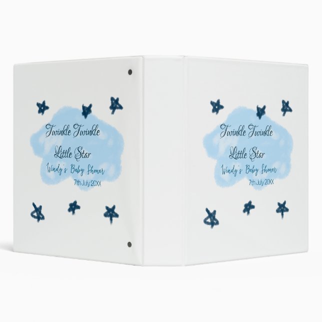Blue clouds twinkle Twinkle Little Star baby showe 3 Ring Binder (Background)