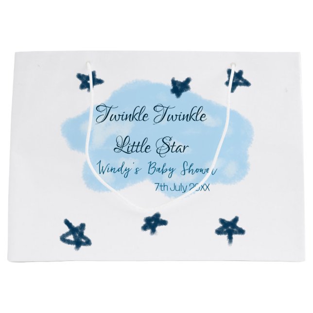 Blue clouds twinkle Twinkle Little Star baby showe Large Gift Bag (Front)