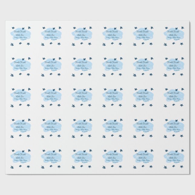 Blue clouds twinkle Twinkle Little Star baby showe Wrapping Paper (Flat)