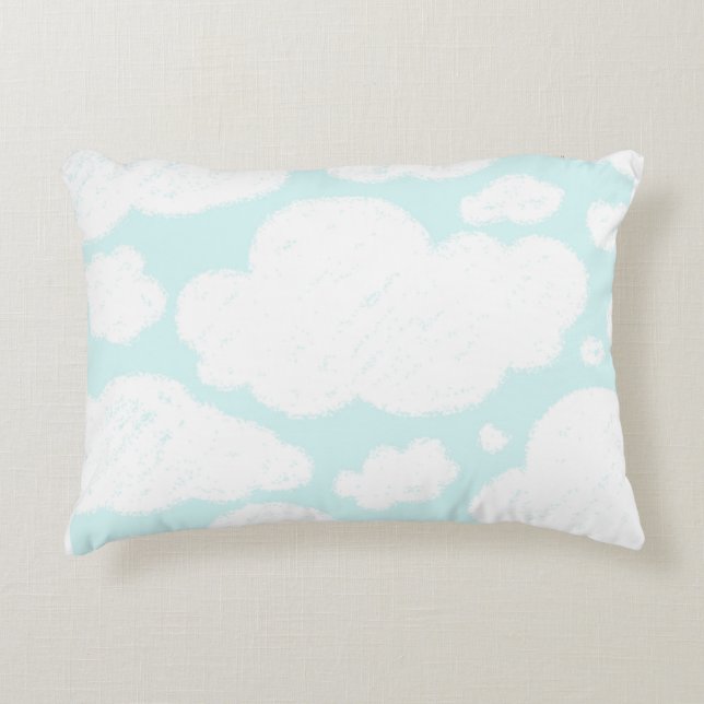 Blue Clouds Watercolor Baby Nursery  Accent Pillow (Front)