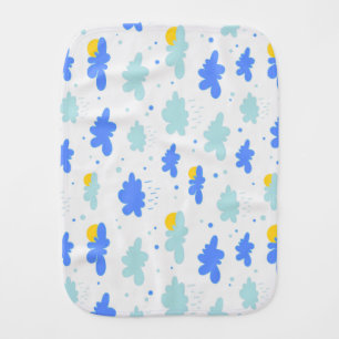 Blue Clouds,Yellow Suns and Raindrops Baby Burp Cloth