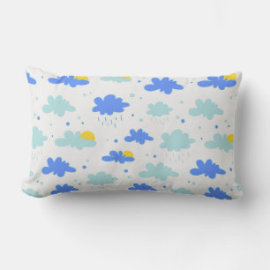 Blue Clouds,Yellow Suns and Raindrops Lumbar Pillow