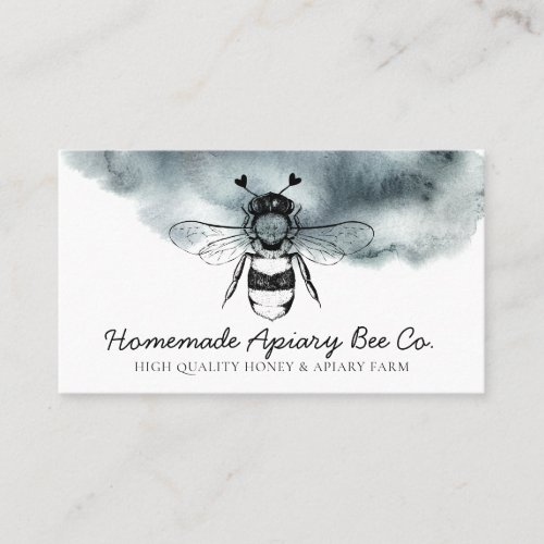 Blue Cloudy Heart Apiary Honey Bee Business Card