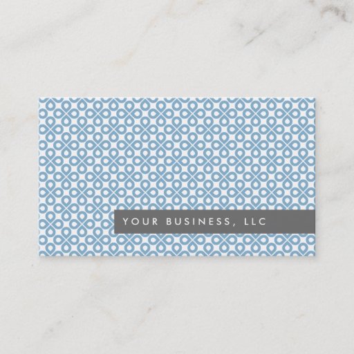 Customizable Blue Clover Pattern/Gray Bar Business Card Design