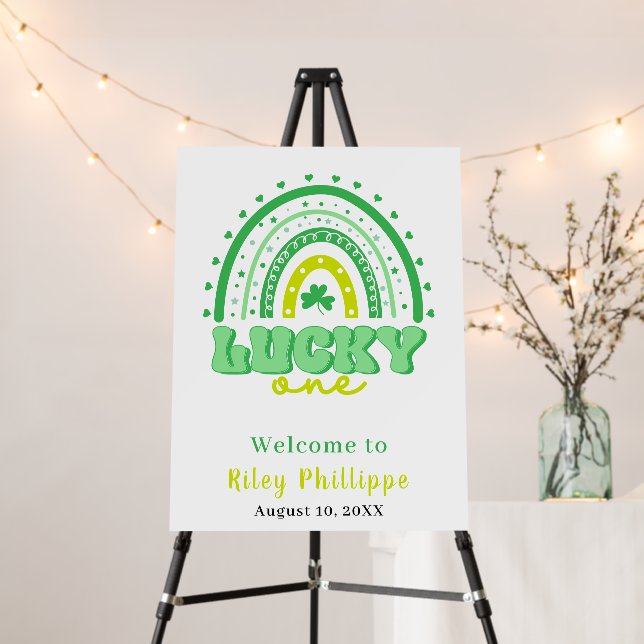 Blue Clover & Rainbow Lucky One First Birthday Foam Board (In Situ (Stand))